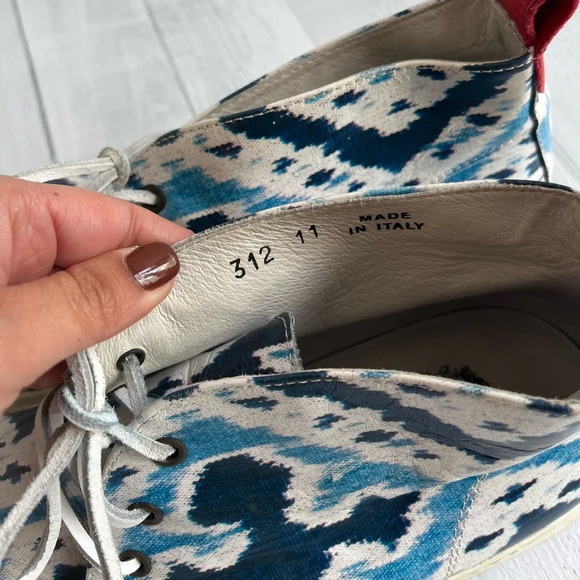 RARE Del Toro Blue Printed Leather Chukka Sneakers Size 11 - Picture 7 of 9